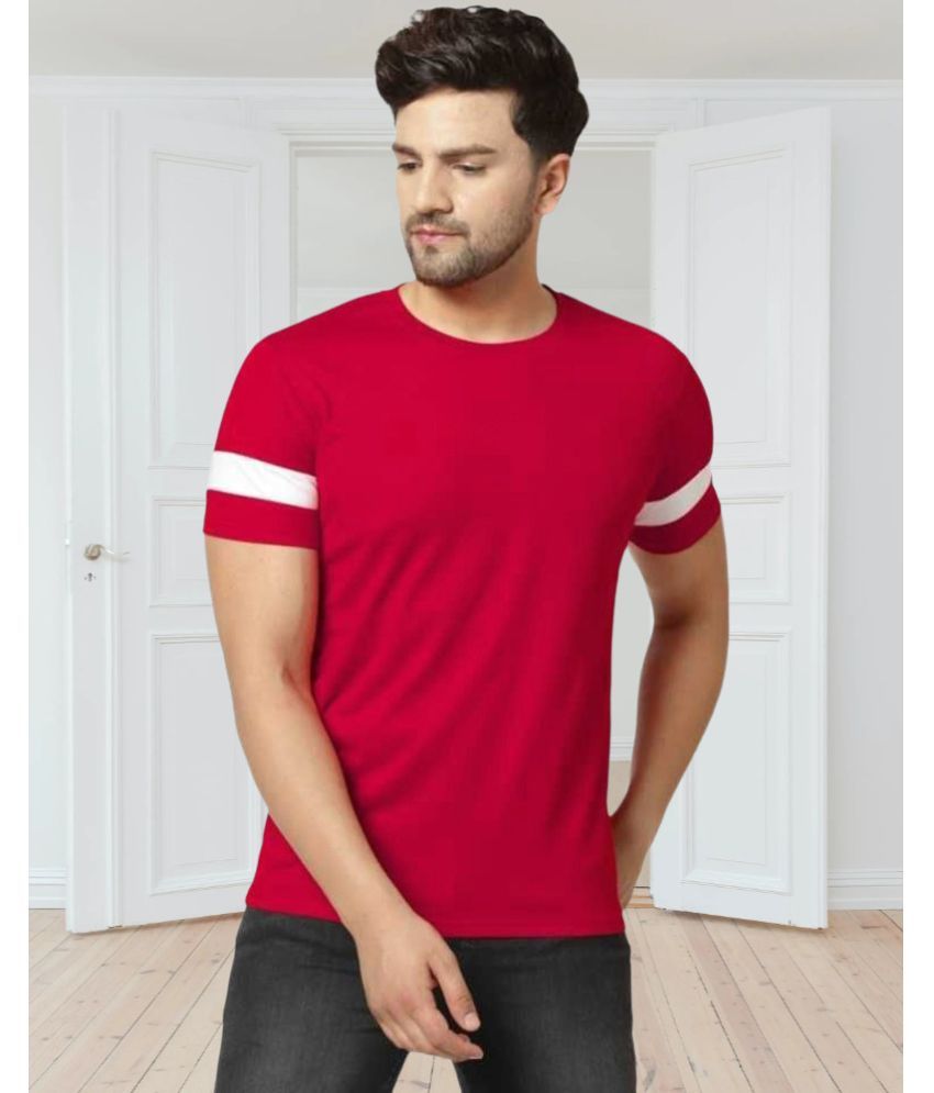     			TAZO Cotton Blend Regular Fit Solid Half Sleeves Men's Round T-Shirt - Red ( Pack of 1 )