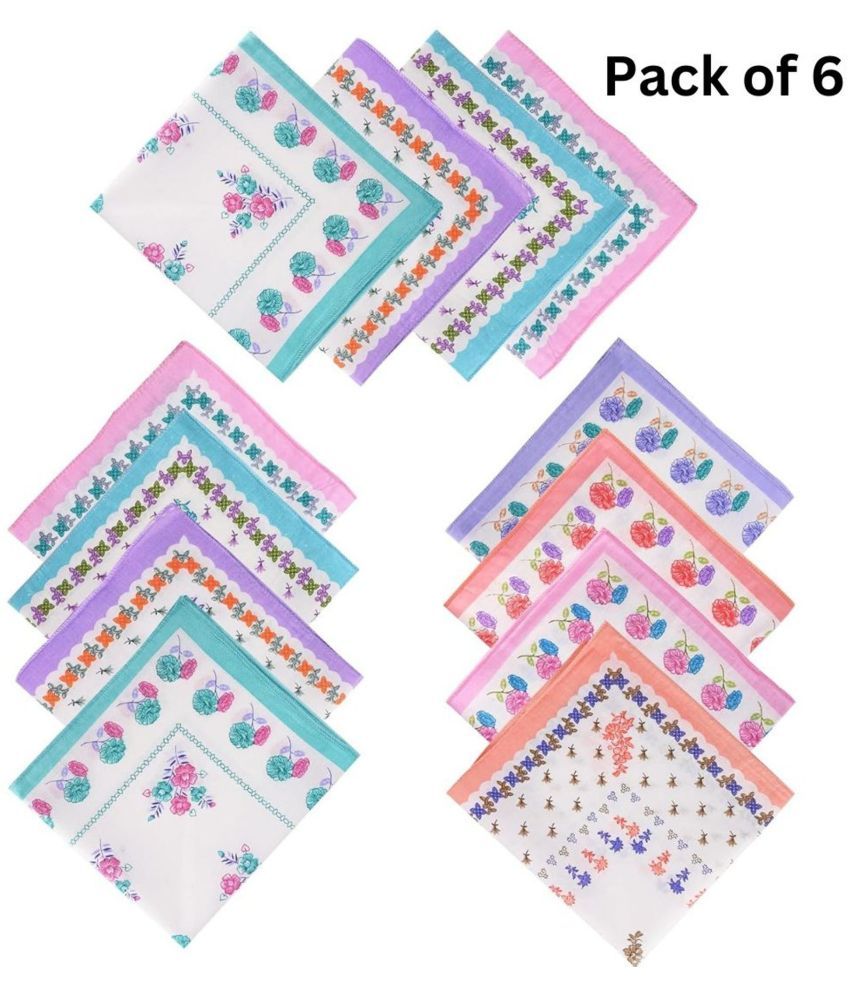     			THRIFTKART - (Pack of 6) Women's Soft Cotton Floral Print Handkerchief for Girls and Kids, Multicolor Rumal/Hankies (Color Print Designs May Vary)