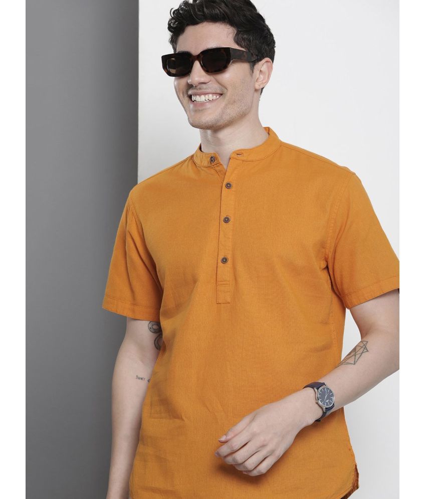     			The Indian Garage Co. 100% Cotton Slim Fit Solids Half Sleeves Men's Casual Shirt - Orange ( Pack of 1 )