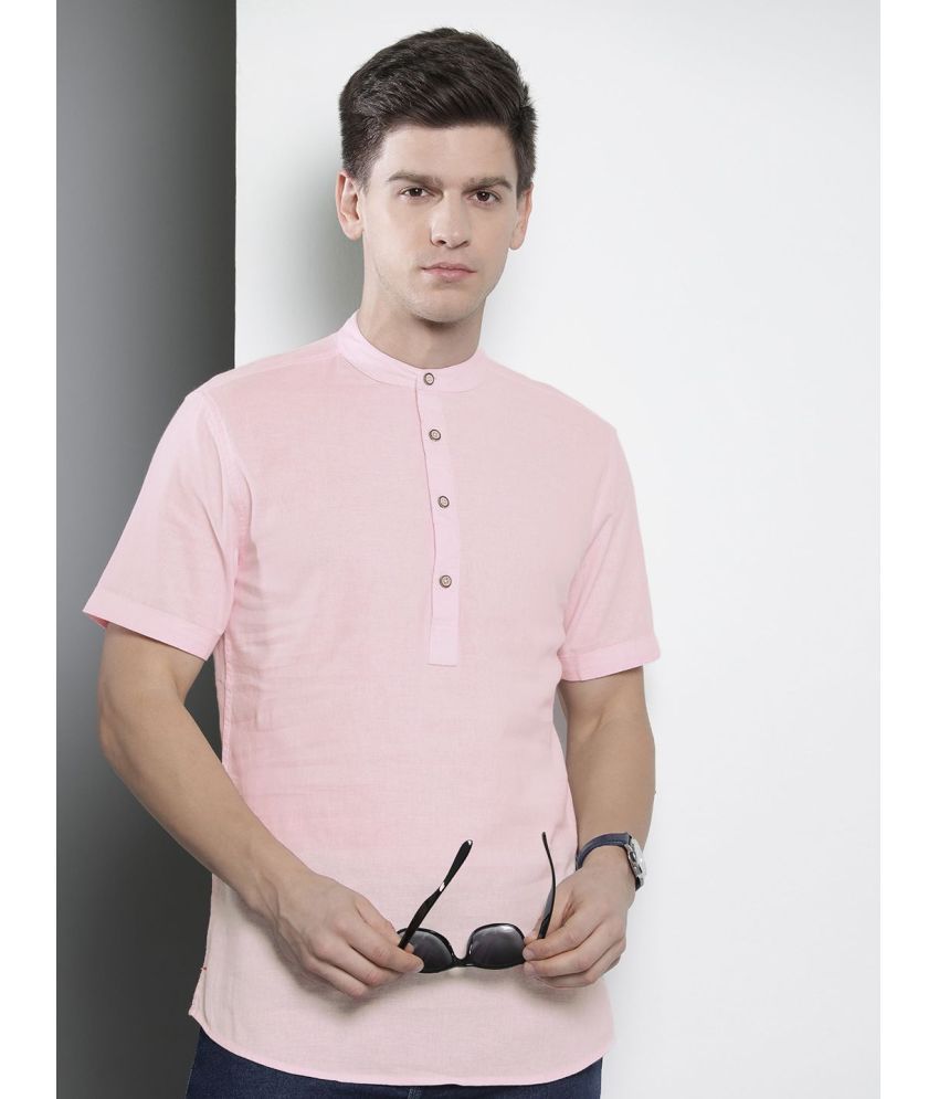     			The Indian Garage Co. 100% Cotton Slim Fit Solids Half Sleeves Men's Casual Shirt - Pink ( Pack of 1 )