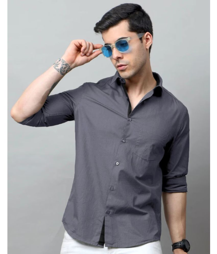     			VERTUSY Cotton Blend Regular Fit Solids Full Sleeves Men's Casual Shirt - Grey ( Pack of 1 )