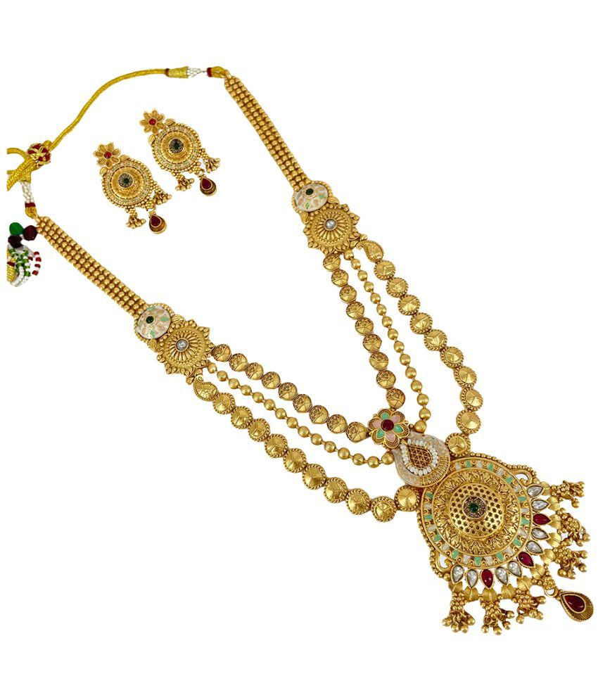     			Vardayani Creation Multi Color Brass Necklace Set ( Pack of 1 )