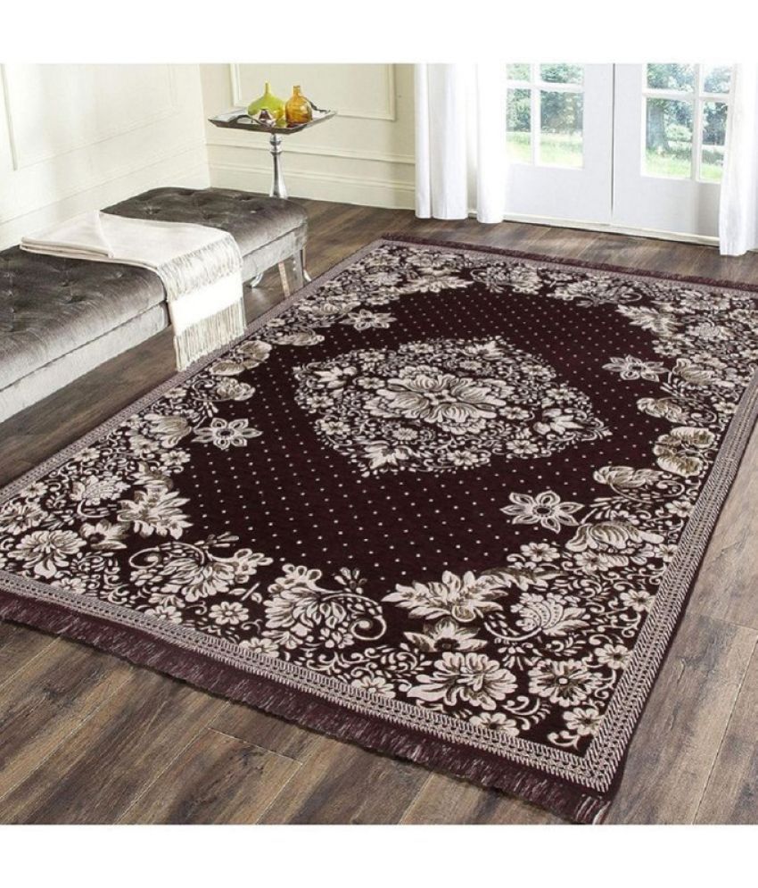     			Zesture Brown Cotton Carpet Abstract 4x6 Ft