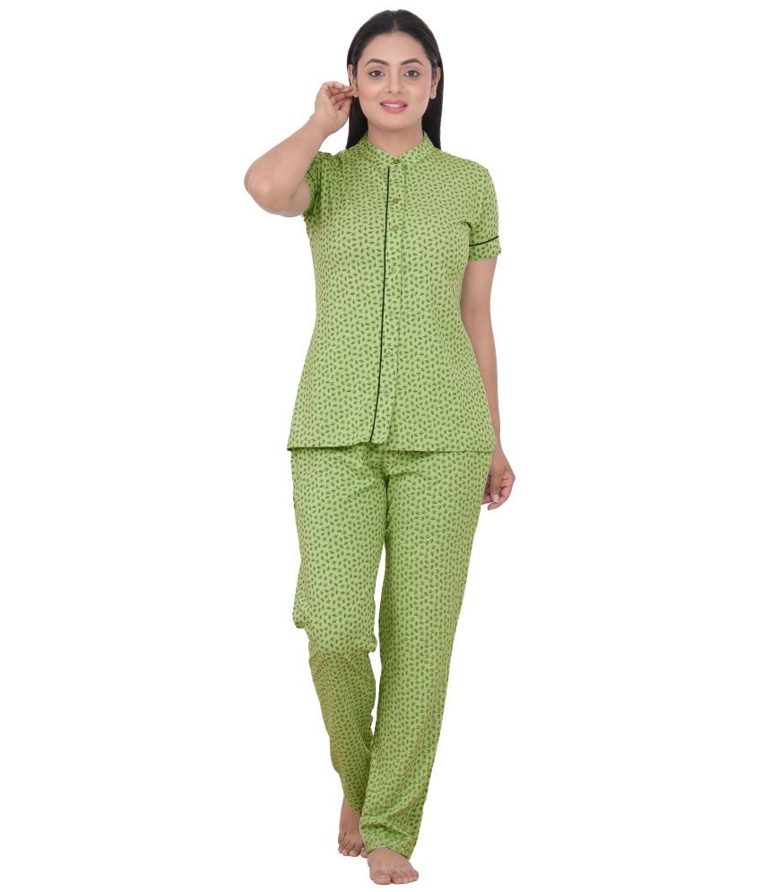     			just love Green Cotton Blend Women's Nightwear Nightsuit Sets ( Pack of 1 )