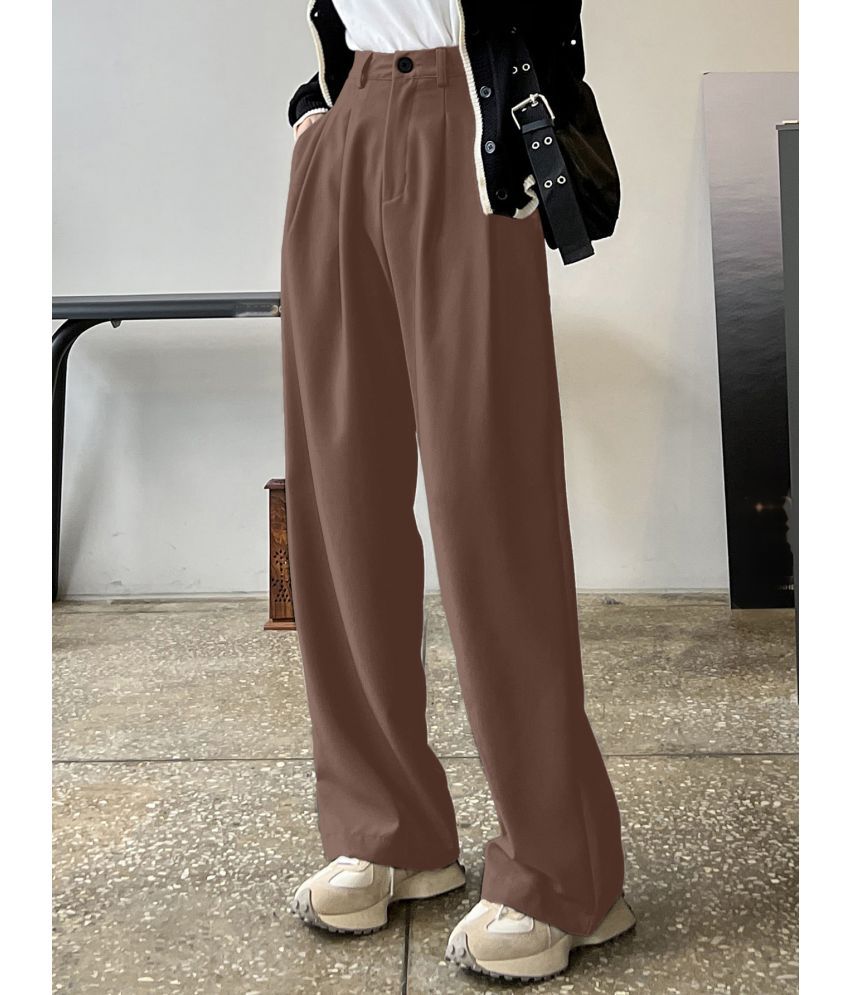     			Aahwan Pack of 1 Polyester Relaxed Women's Casual Pants ( Brown )