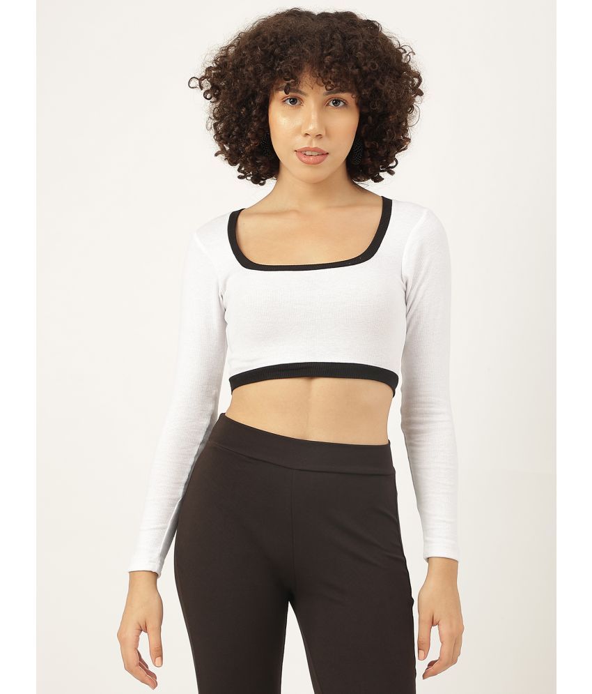     			Aahwan White Cotton Blend Women's Crop Top ( Pack of 1 )