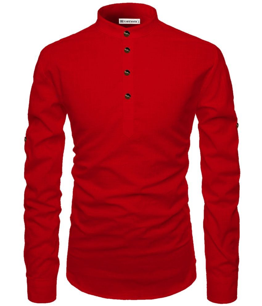     			RAREMARK Red Cotton Men's Regular Kurta ( Pack of 1 )