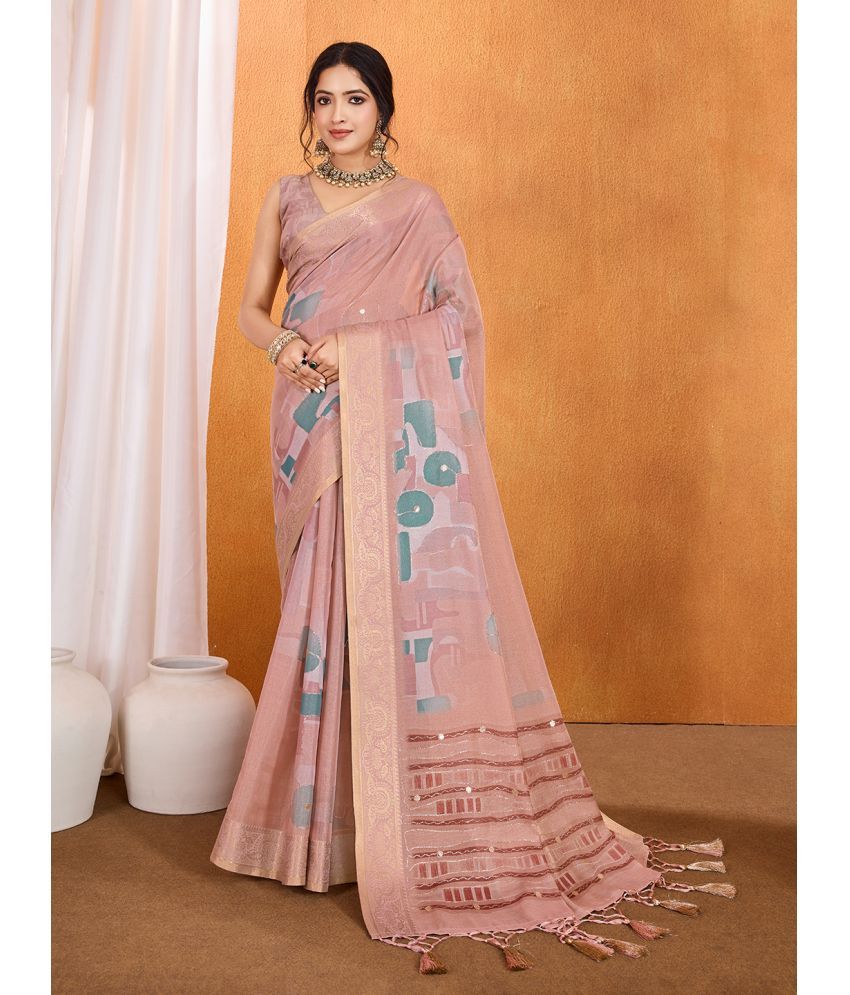     			RekhaManiyar Pack of 1 Silk Blend Printed Saree With Blouse Piece ( Pink )