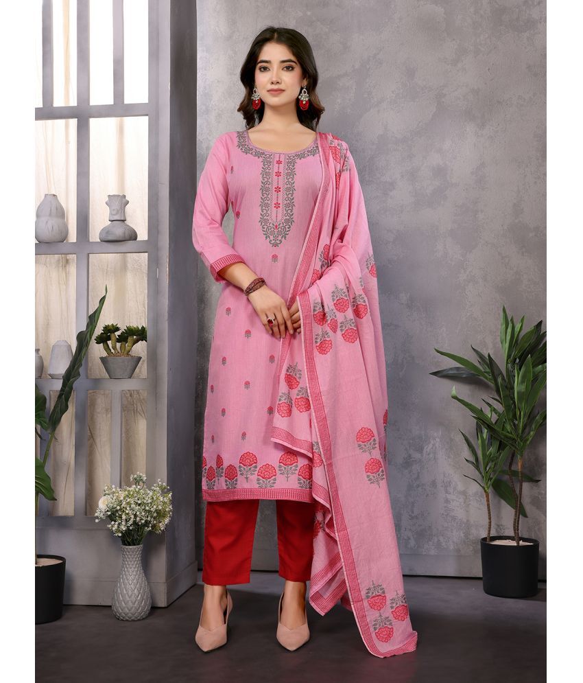     			Royal Export Pack of 1 Cotton Self Design Straight Women's Kurti - ( Pink )