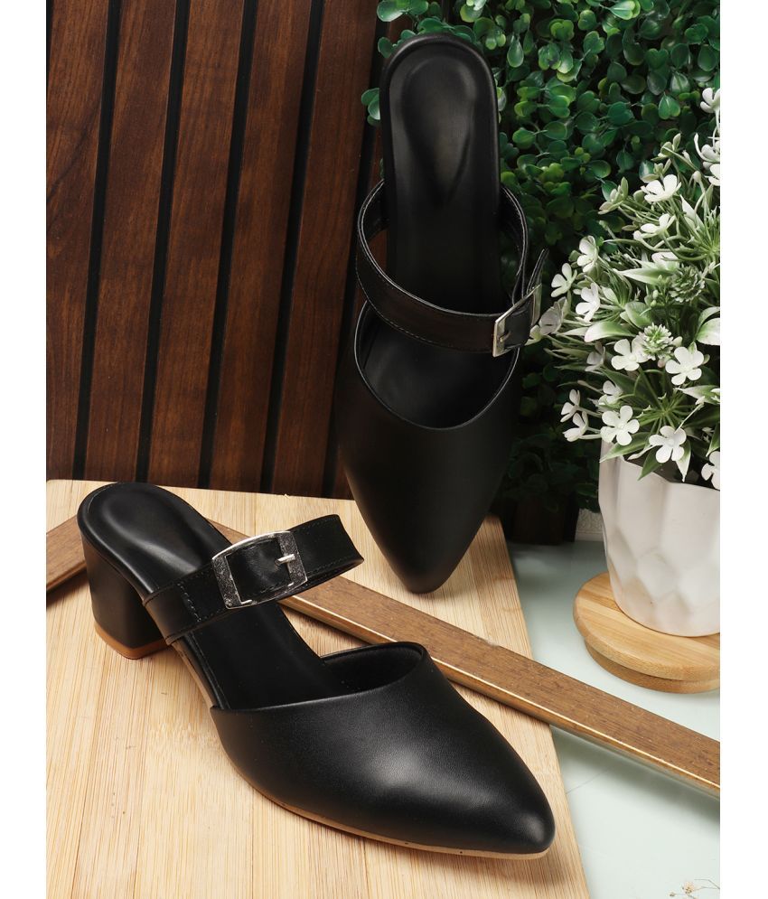     			Sneakersvilla Black Women's Mules Heels