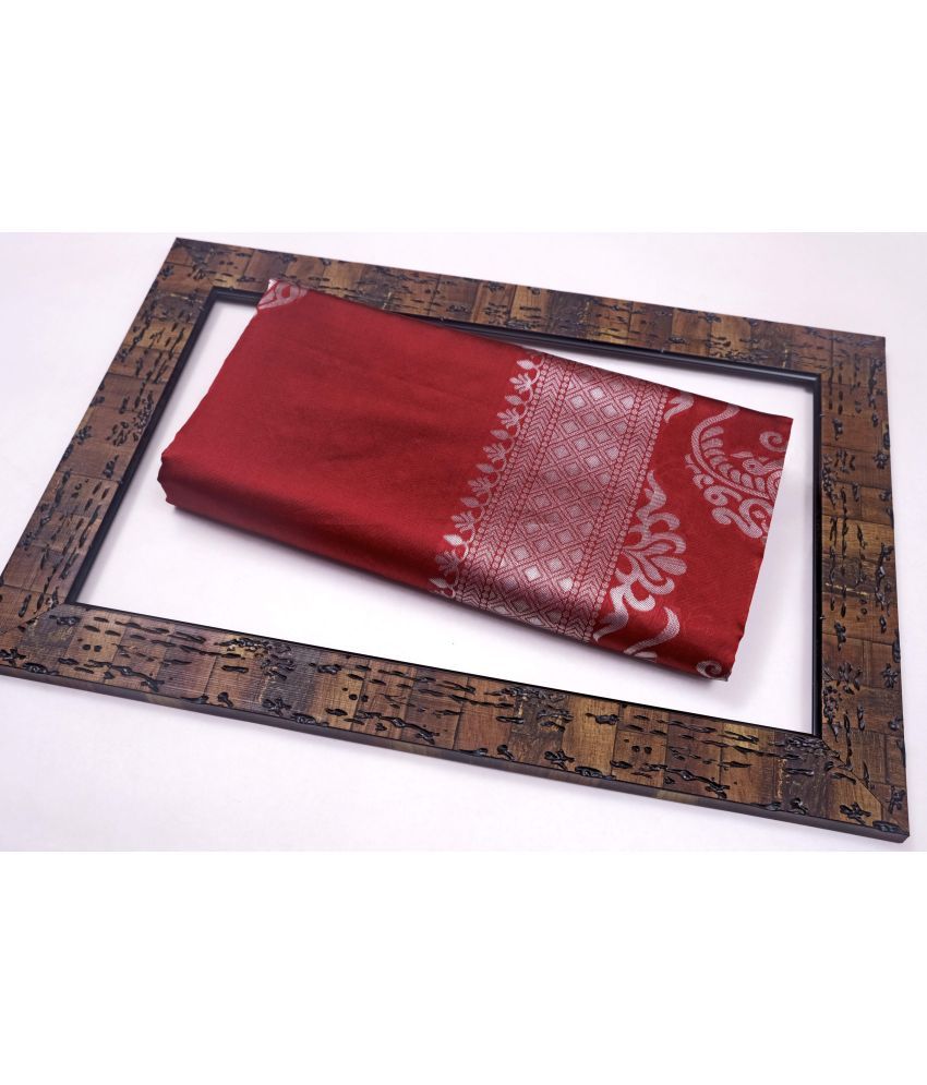     			Vividvibe Pack of 1 Kanjivaram Silk Self Design Saree With Blouse Piece ( Red )