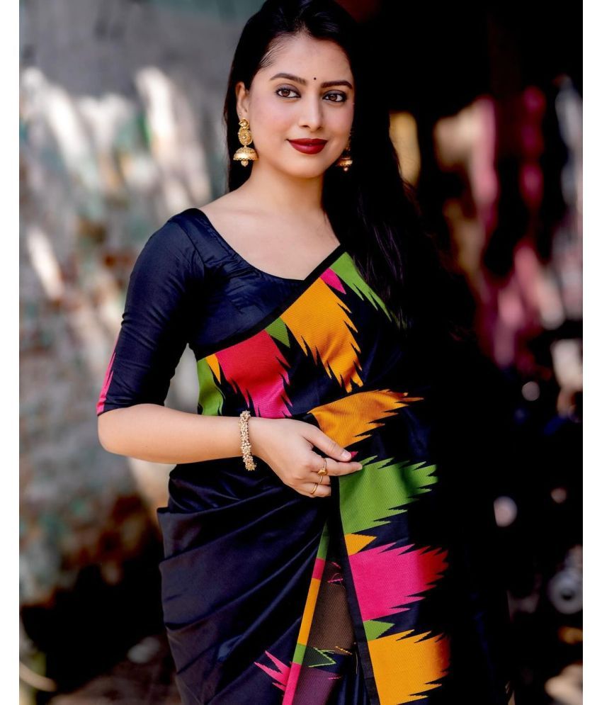     			Vividvibe Pack of 1 Kanjivaram Silk Self Design Saree With Blouse Piece ( Black )