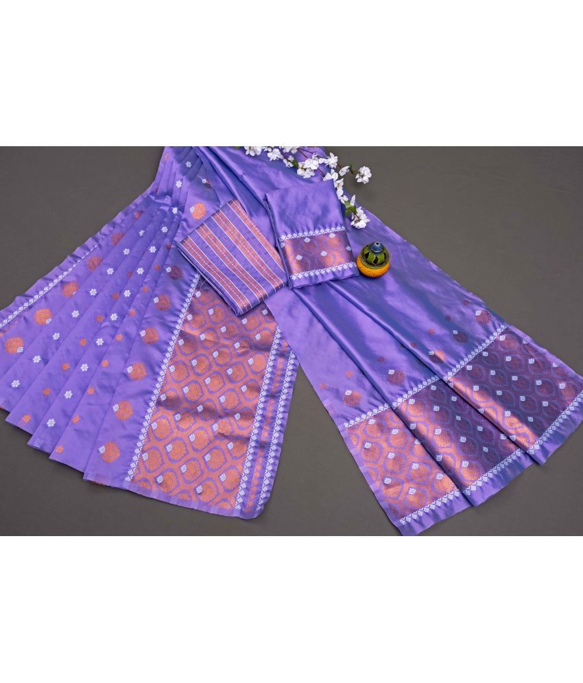     			Vividvibe Pack of 1 Kanjivaram Silk Self Design Saree With Blouse Piece ( Purple )