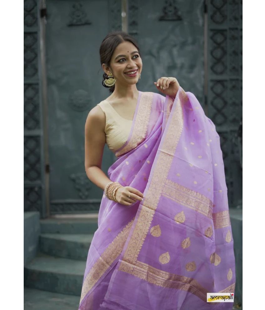     			Vividvibe Pack of 1 Kanjivaram Silk Self Design Saree With Blouse Piece ( Purple )