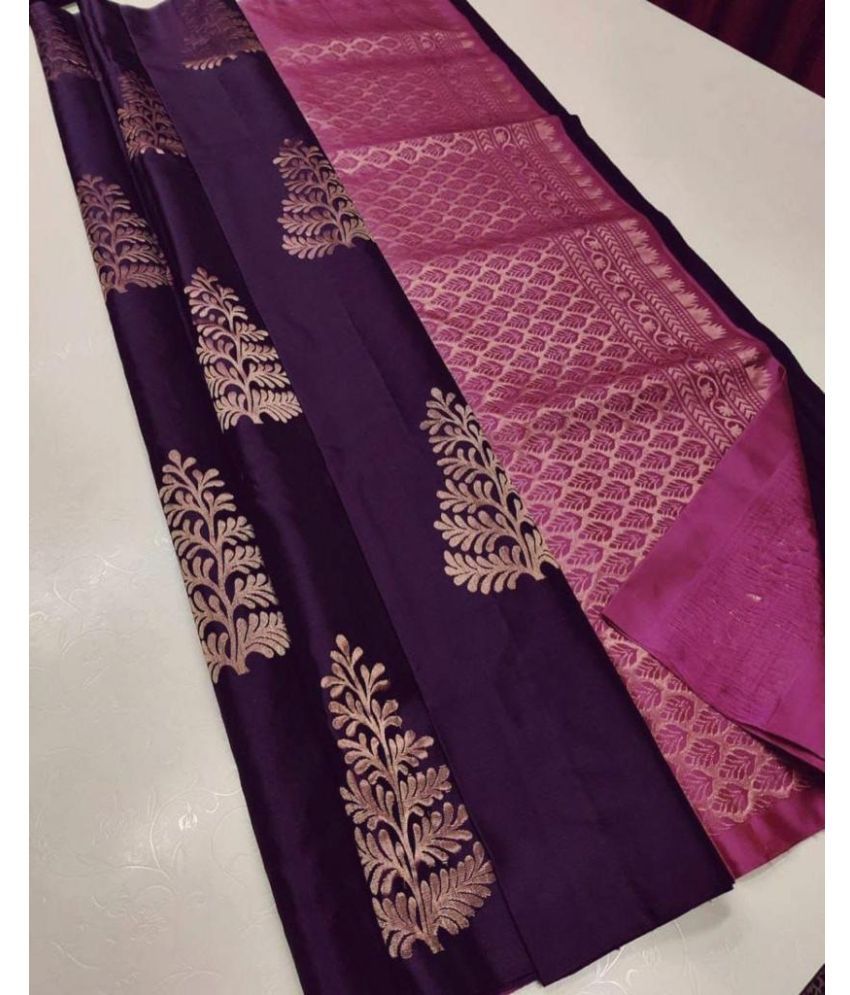     			Vividvibe Pack of 1 Kanjivaram Silk Self Design Saree With Blouse Piece ( Multicolor )