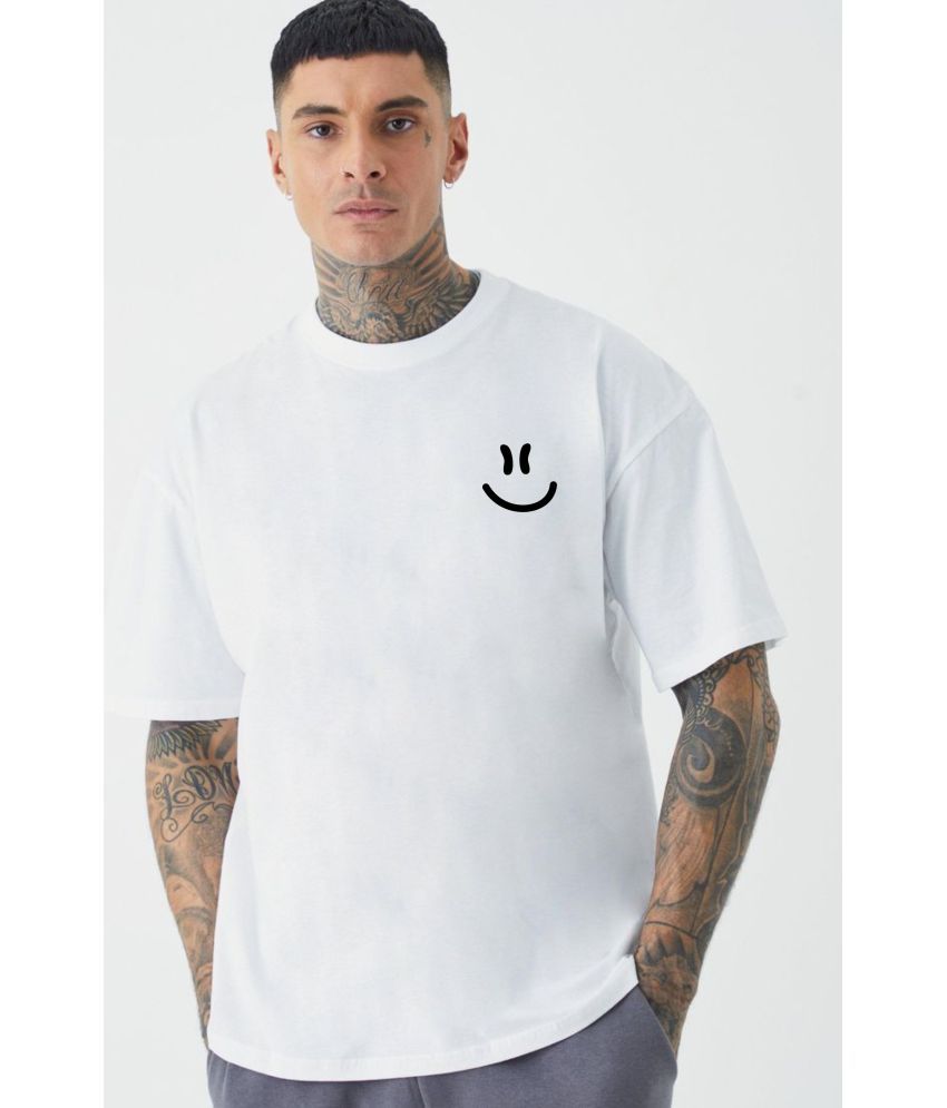     			ekadravin Cotton Oversized Fit Solid Half Sleeves Men's Round T-Shirt - White ( Pack of 1 )