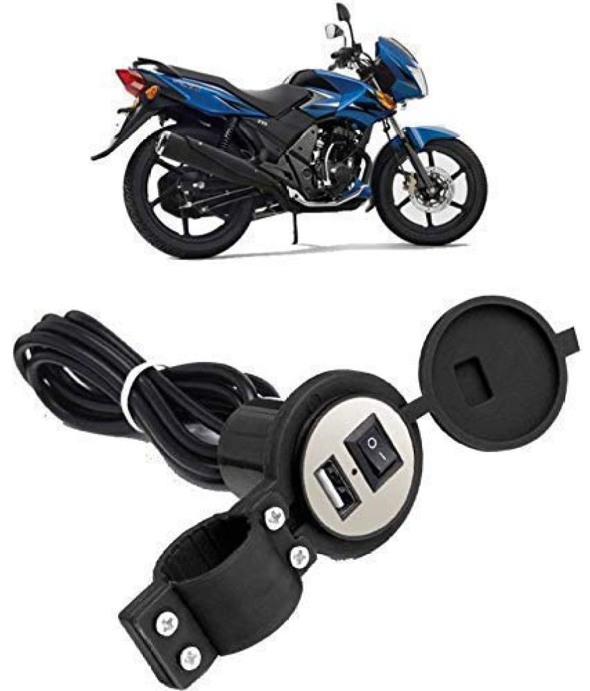     			2.1 AMP Motorcycle Bike Mobile Phone USB Charger Power Adapter (12-24V) Universal for All Bikes & All Gearless Scooters