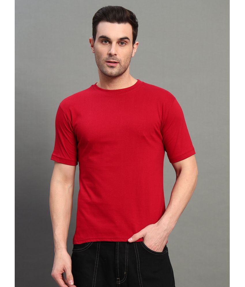     			DENNIN Cotton Regular Fit Solid Half Sleeves Men's Round T-Shirt - Maroon ( Pack of 1 )