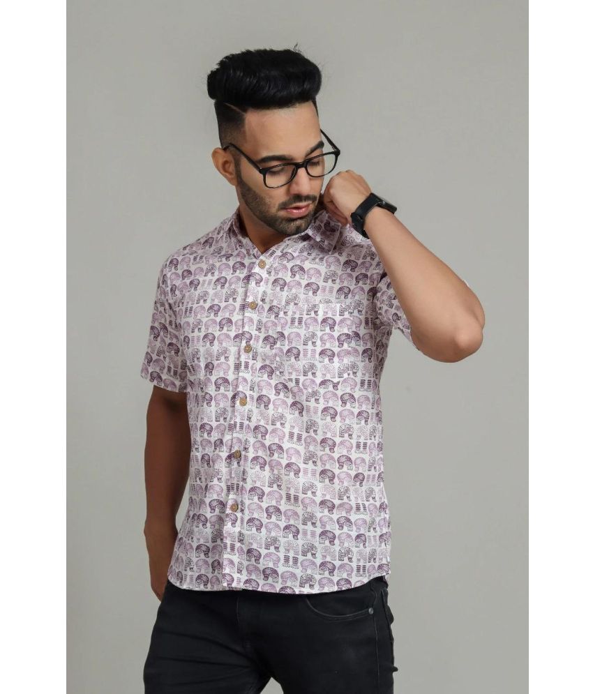     			Fashionfricks Cotton Blend Regular Fit Printed Half Sleeves Men's Casual Shirt - Rose Gold ( Pack of 1 )