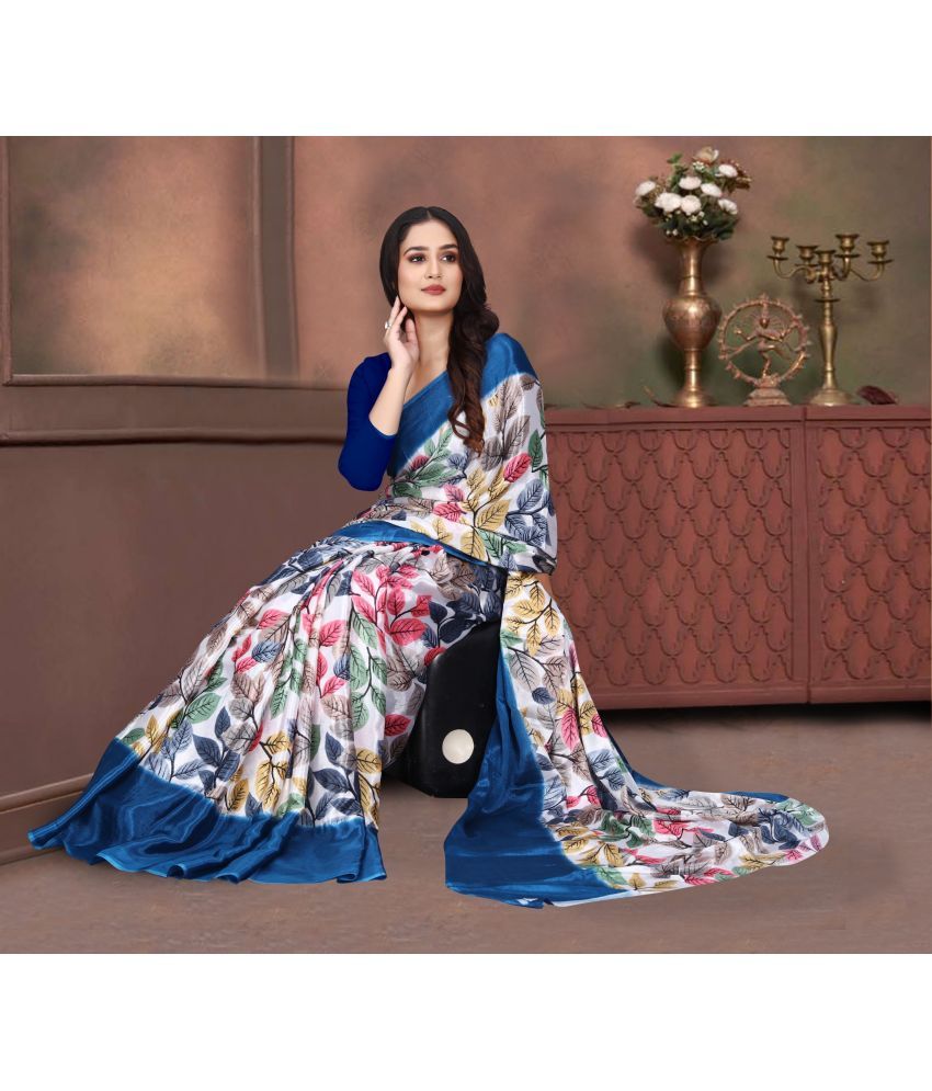     			JIHANA FAB Pack of 1 Georgette Printed Saree With Blouse Piece ( Blue )