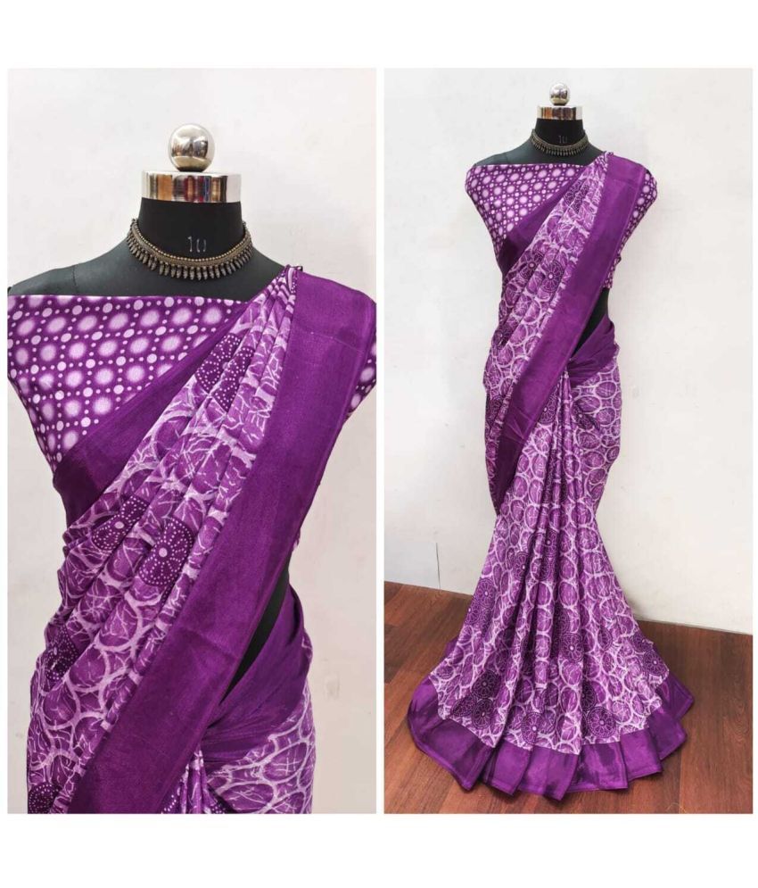     			JIHANA FAB Pack of 1 Chiffon Printed Saree With Blouse Piece ( Purple )