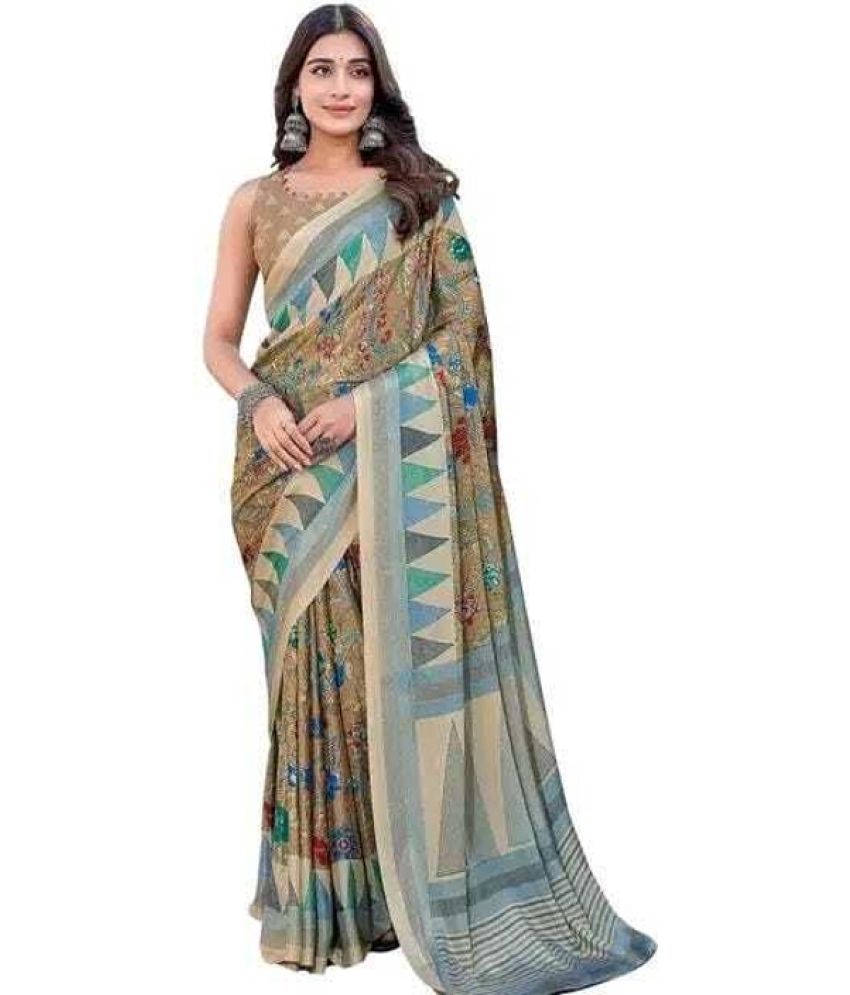     			JIHANA FAB Pack of 1 Chiffon Printed Saree With Blouse Piece ( Multicolor )