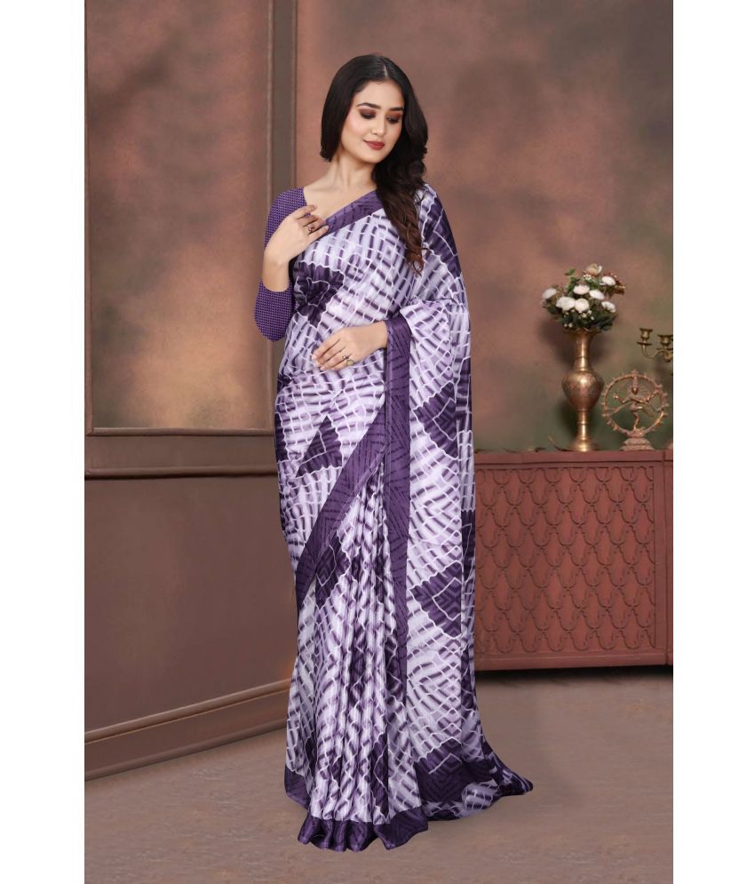     			JIHANA FAB Pack of 1 Georgette Printed Saree With Blouse Piece ( Purple )