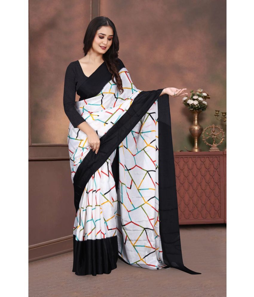     			JIHANA FAB Pack of 1 Georgette Printed Saree With Blouse Piece ( Black )