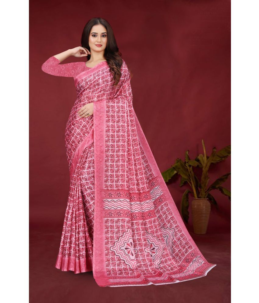     			JIHANA FAB Pack of 1 Chiffon Printed Saree With Blouse Piece ( Pink )