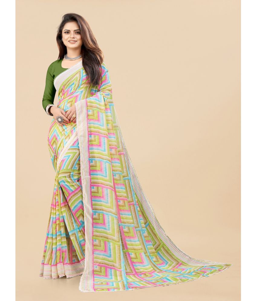     			PHORIA STYLE Pack of 1 Georgette Printed Saree With Blouse Piece ( Light Green )