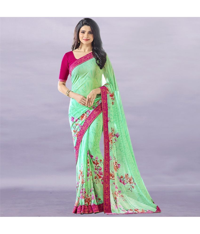     			PHORIA STYLE Pack of 1 Georgette Printed Saree With Blouse Piece ( Light Green )