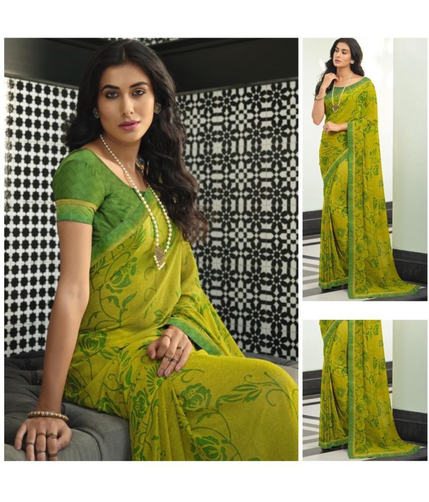     			PHORIA STYLE Pack of 1 Georgette Printed Saree With Blouse Piece ( Light Green )