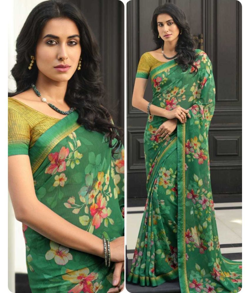     			PHORIA STYLE Pack of 1 Georgette Printed Saree With Blouse Piece ( Green )