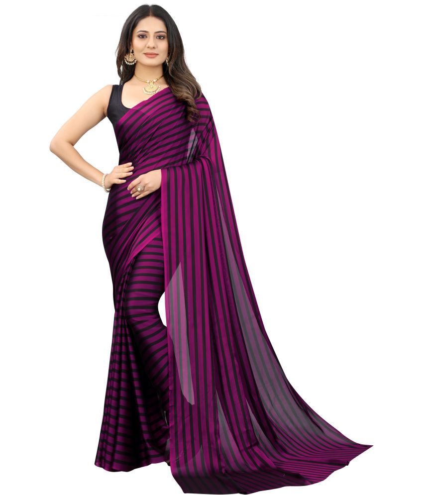     			PHORIA STYLE Pack of 1 Silk Striped Saree With Blouse Piece ( Purple )