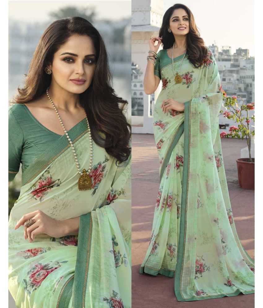     			PHORIA STYLE Pack of 1 Georgette Printed Saree With Blouse Piece ( Light Green )