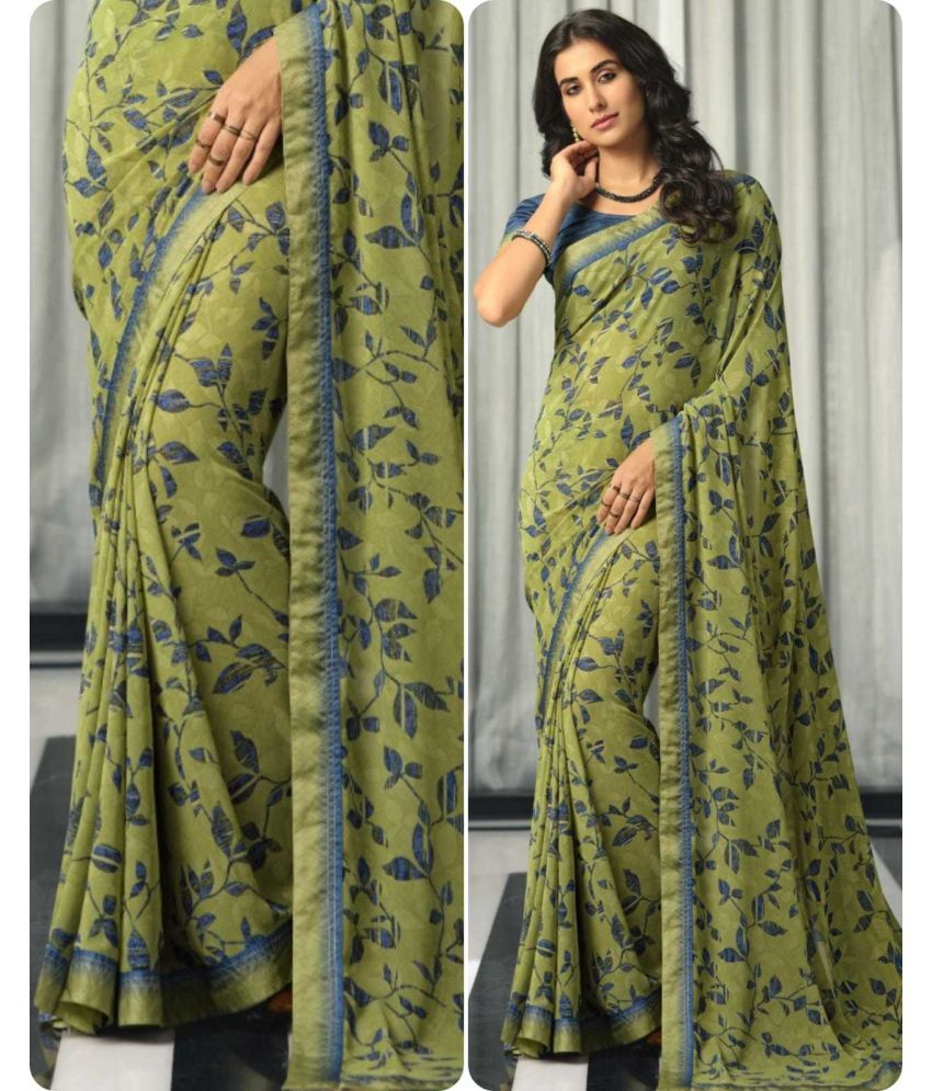     			PHORIA STYLE Pack of 1 Georgette Printed Saree With Blouse Piece ( Light Green )