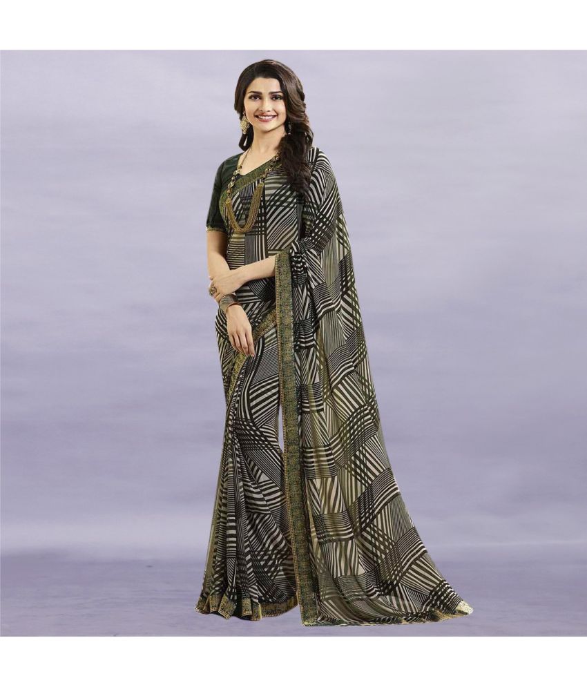     			PHORIA STYLE Pack of 1 Georgette Printed Saree With Blouse Piece ( Green )