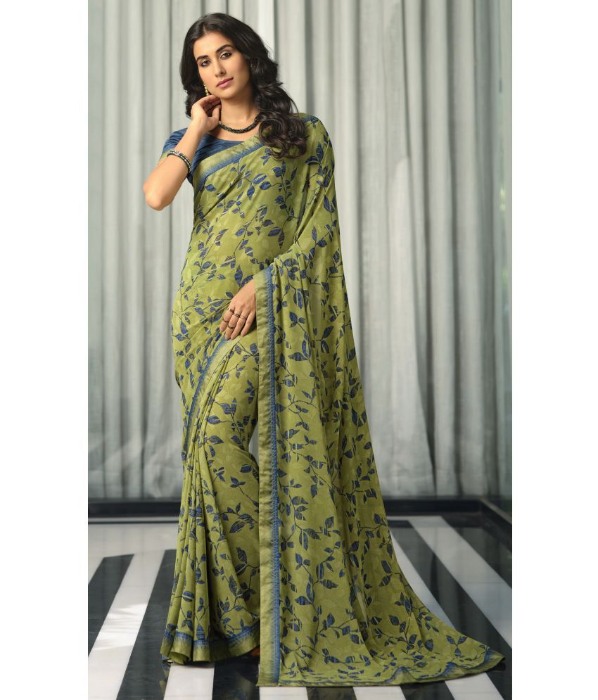     			PHORIA STYLE Pack of 1 Georgette Printed Saree With Blouse Piece ( Green )