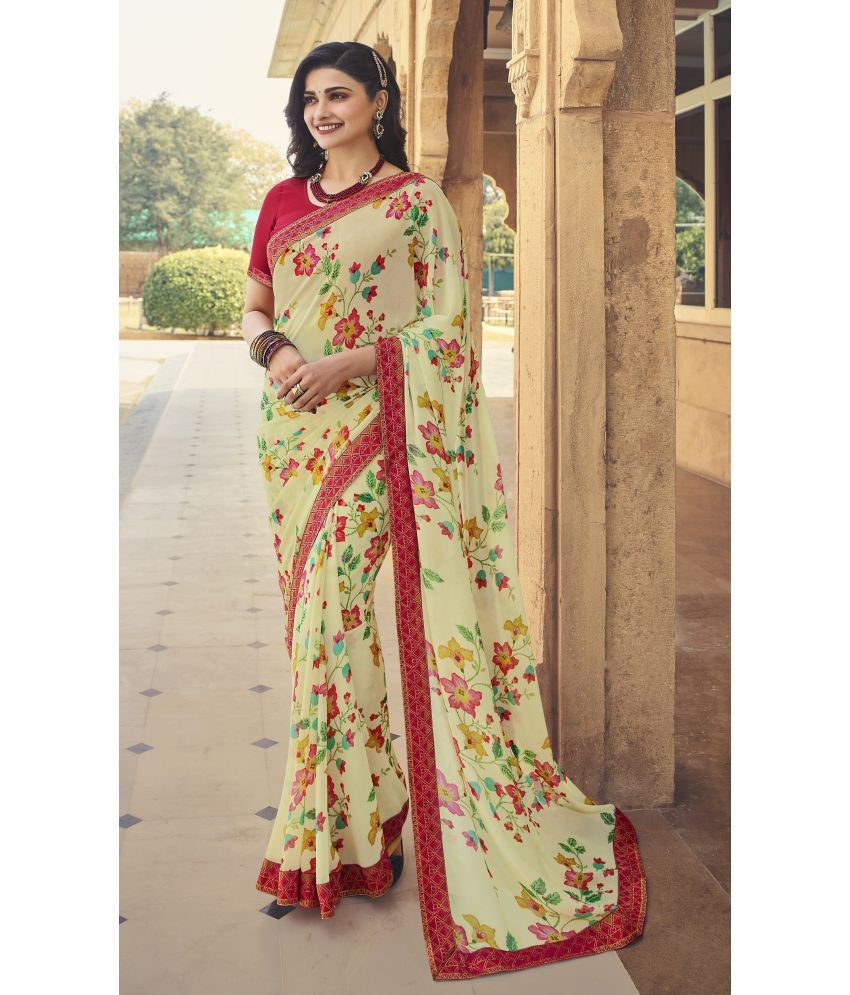     			PHORIA STYLE Pack of 1 Georgette Printed Saree With Blouse Piece ( Red )