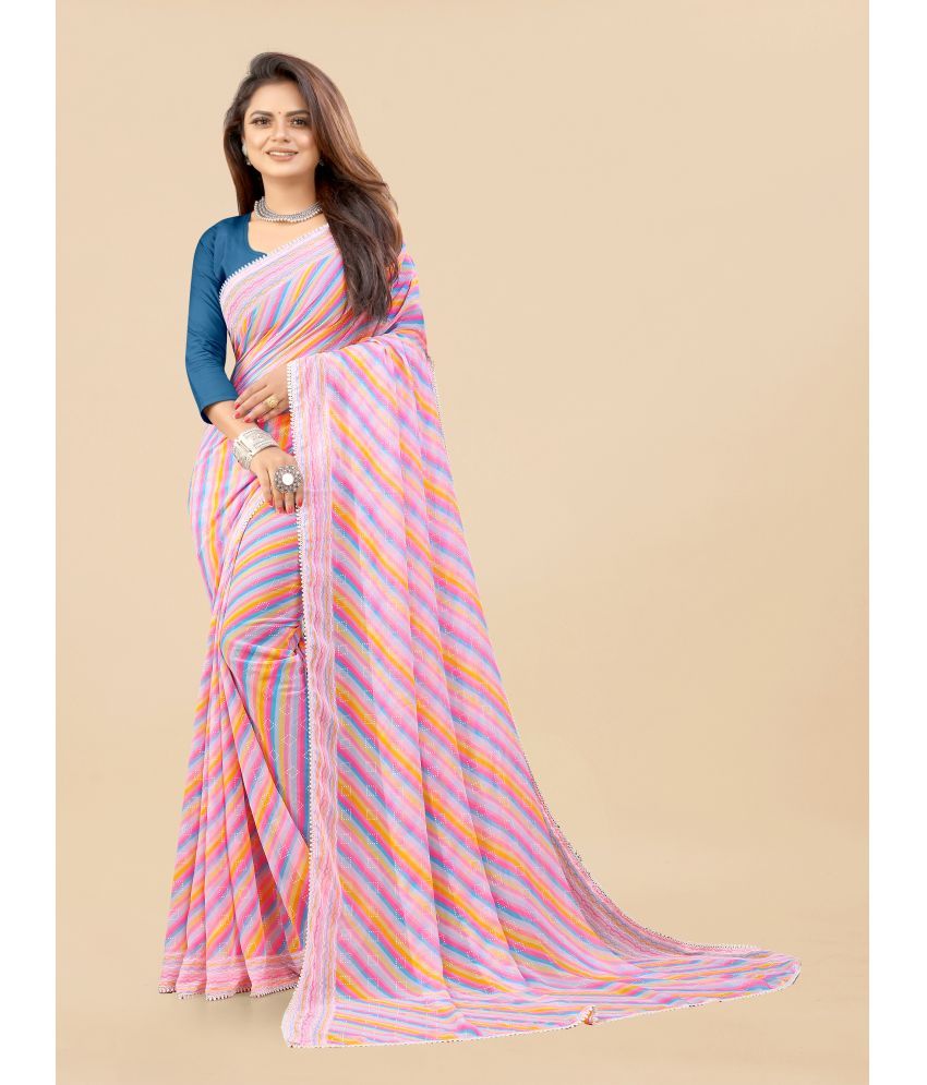     			PHORIA STYLE Pack of 1 Georgette Printed Saree With Blouse Piece ( Pink )