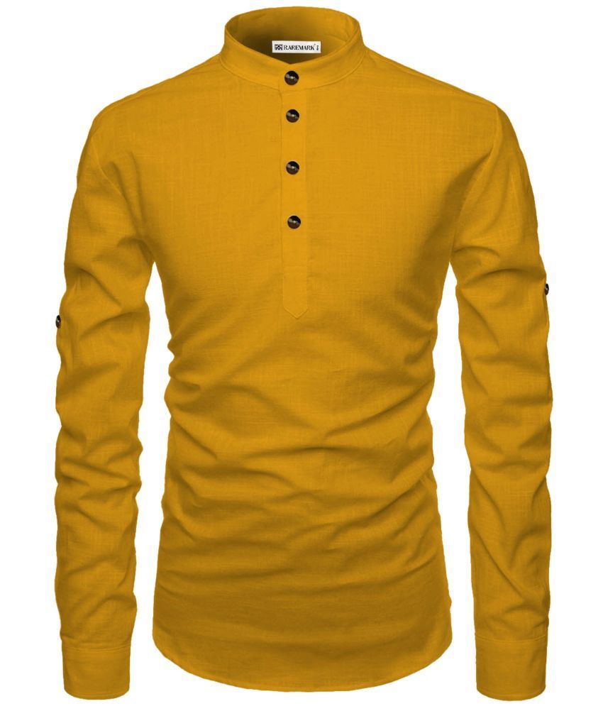     			RAREMARK Yellow Cotton Men's Regular Kurta ( Pack of 1 )