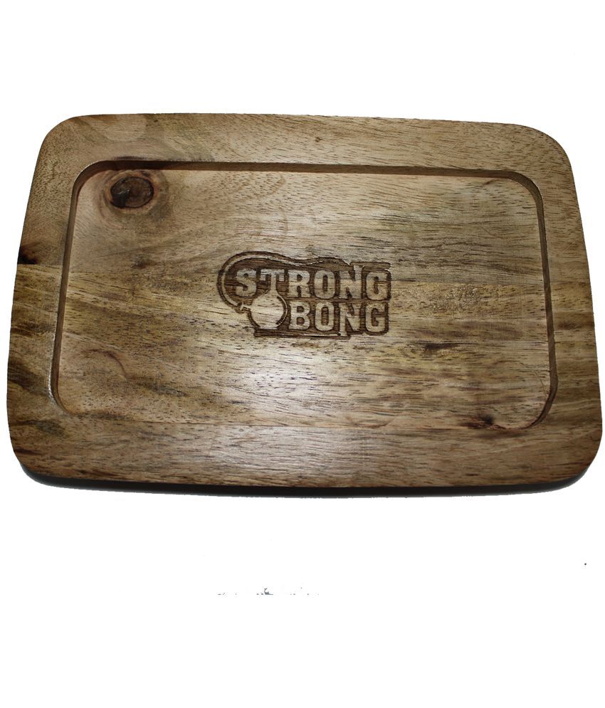     			STRONG BONG Wooden Rolling Tray |Ash Tray |Compact Size 6x4 inch Mango Wood |Sleek Edges & Smooth Finishing