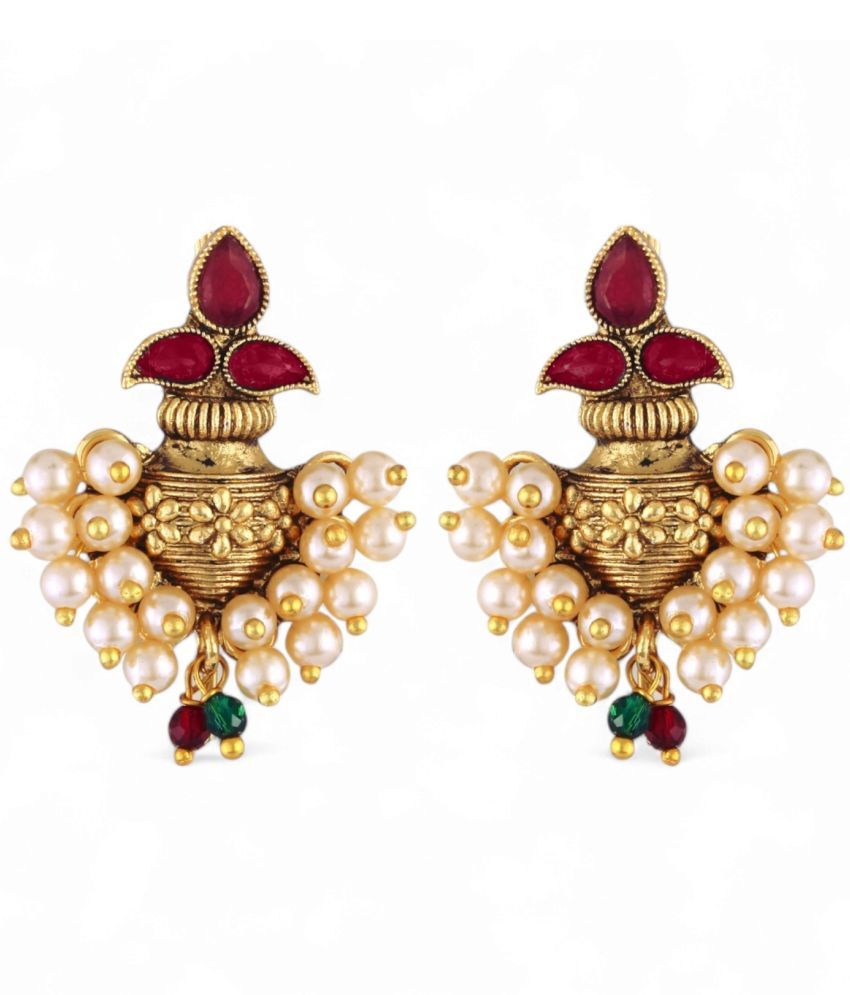     			Vighnaharta Golden Danglers Earrings ( Pack of 1 )