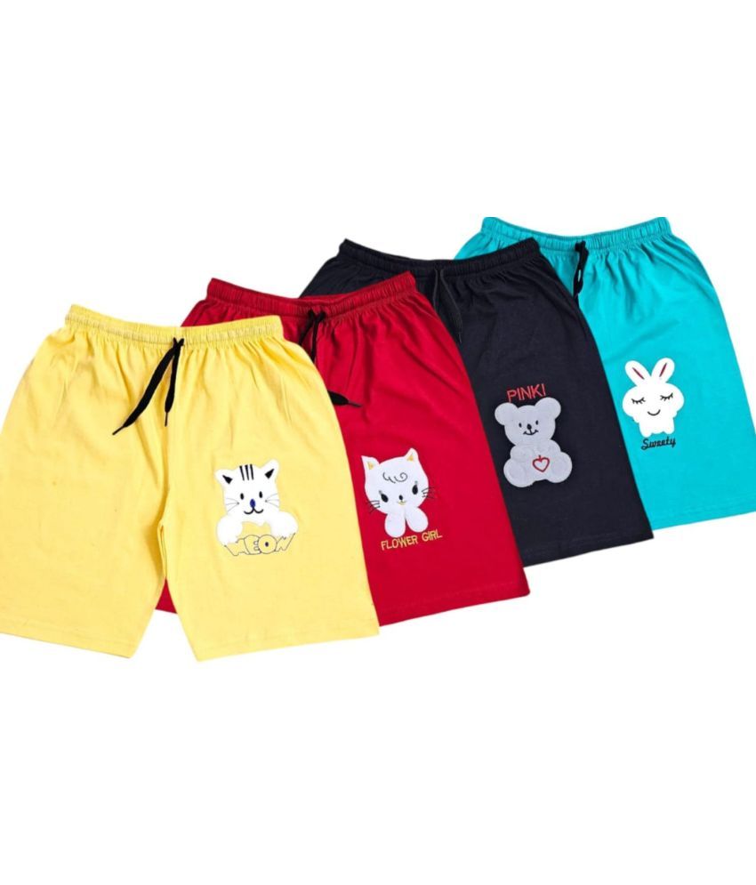     			COOLTEES4U Pack of 4 Girls Cotton Shorts ( Multicolor )