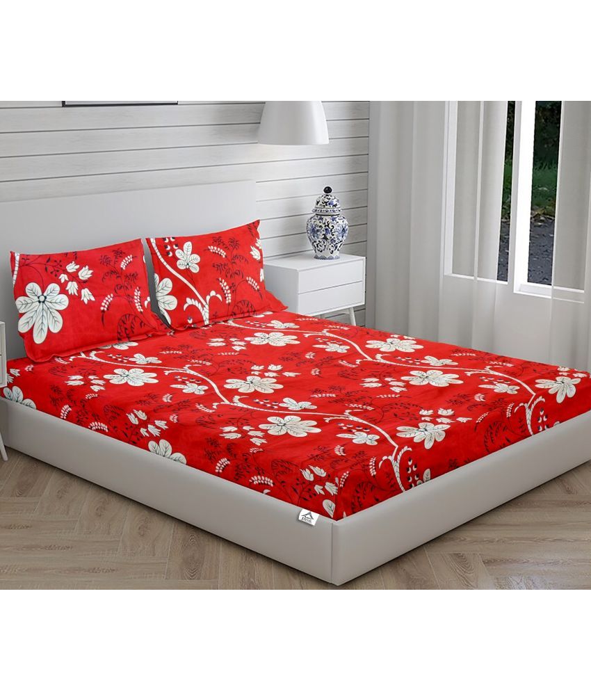     			Deligant Imports Glace Cotton 1 Double Bedsheet with 2 Pillow Covers ( Red )