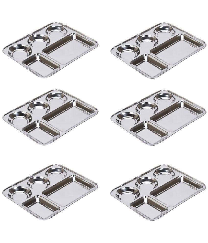     			Dynore 6 Pcs Stainless Steel Silver Partition Thali