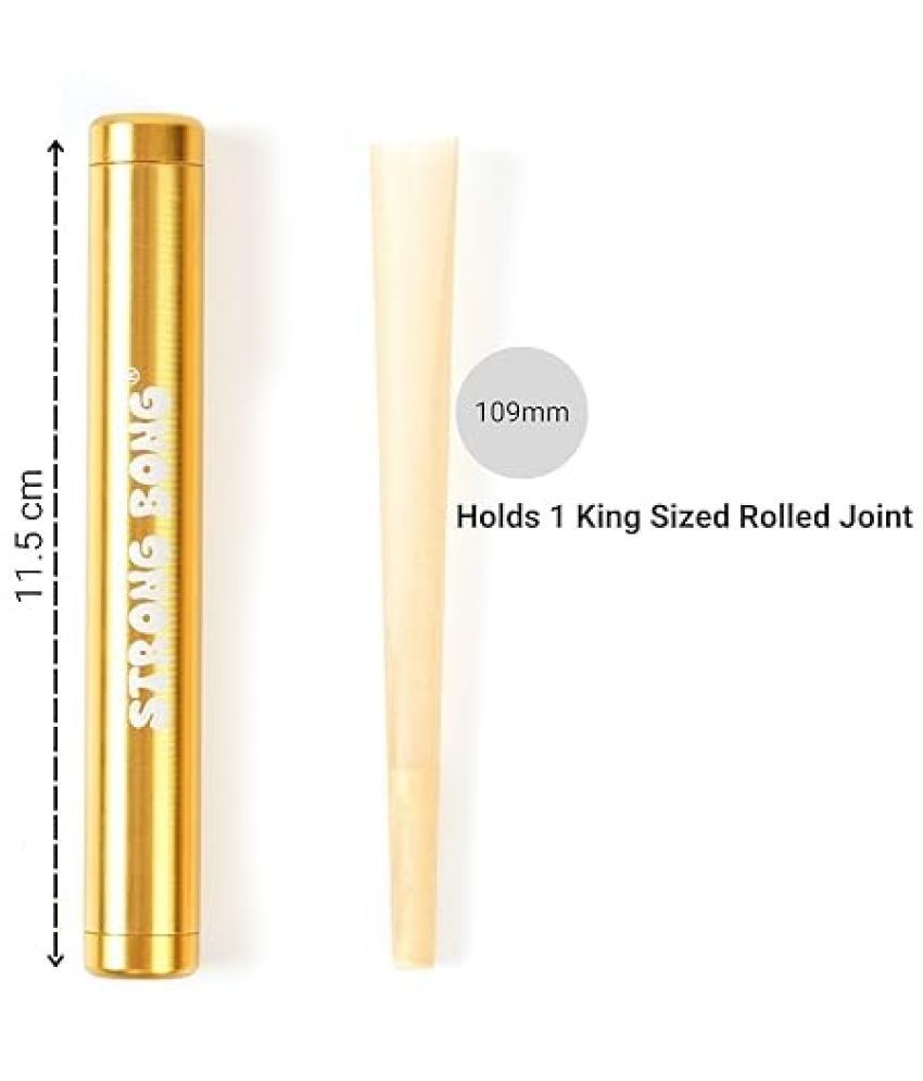     			STRONG BONG Premium Aluminium Doob Tube -Gold | Joint Holder | Air-tight | Smell-Proof | Waterproof | Reusable