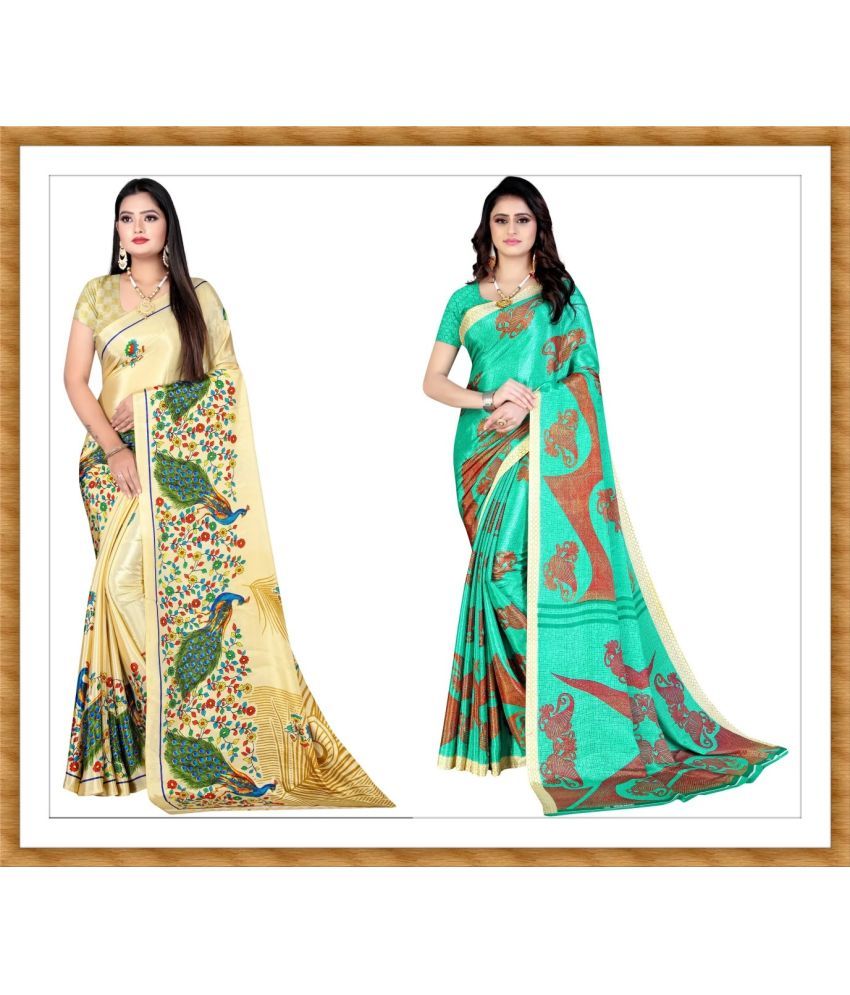     			Vibhagyaa Crepe Printed Saree With Blouse Piece ( Multicolor , Pack of 2 )