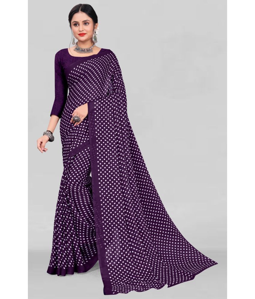     			Vibhagyaa Georgette Printed Saree With Blouse Piece ( Purple , Pack of 1 )