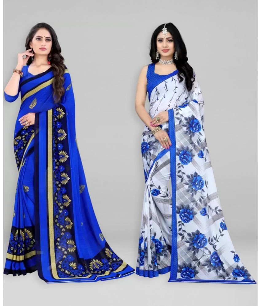     			Vibhagyaa Georgette Printed Saree With Blouse Piece ( Multicolor , Pack of 2 )